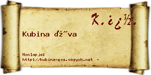 Kubina Éva névjegykártya